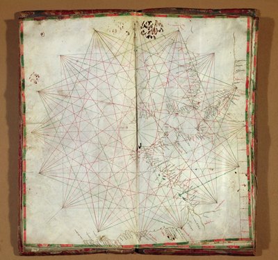 フランスの大西洋岸とイギリスの地図（羊皮紙にインク） 作： Grazioso Benincasa
